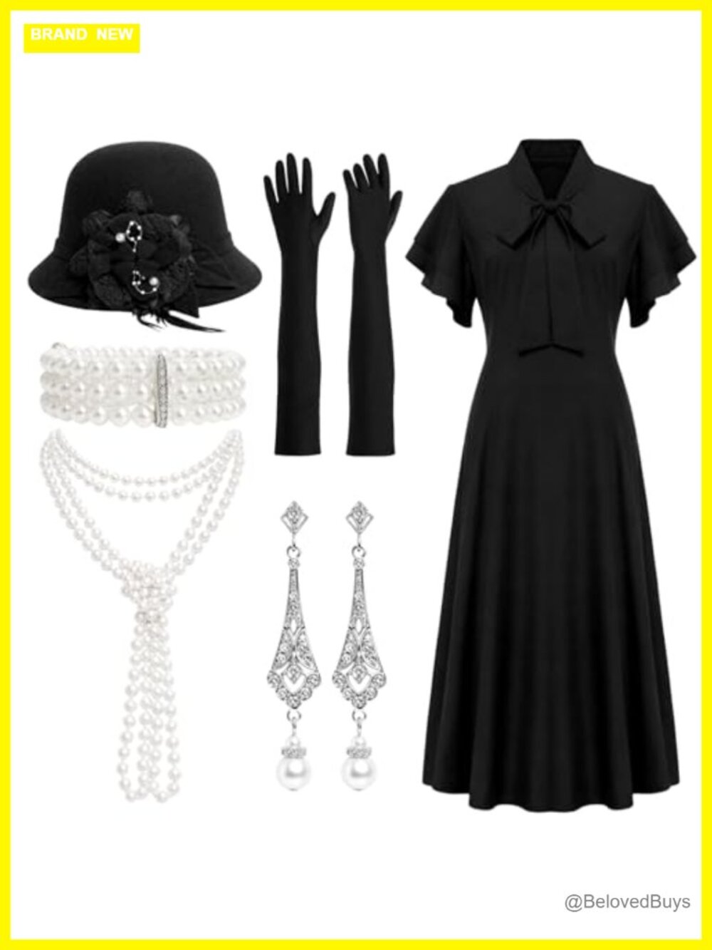 1920s Flapper Dress Set with Accessories